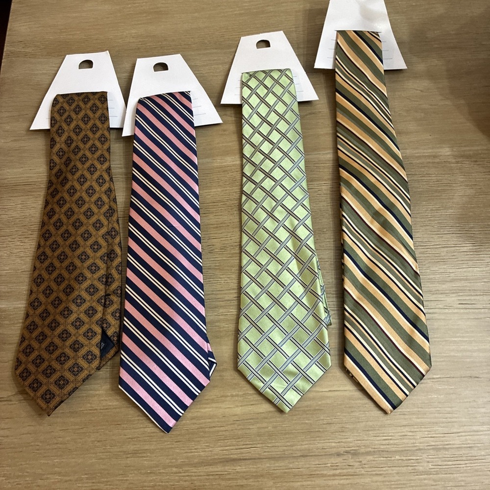 LOT OF 4 MENS 100% Silk TIES FROM SADDLEBRED VINTAGE Dry Cleaned